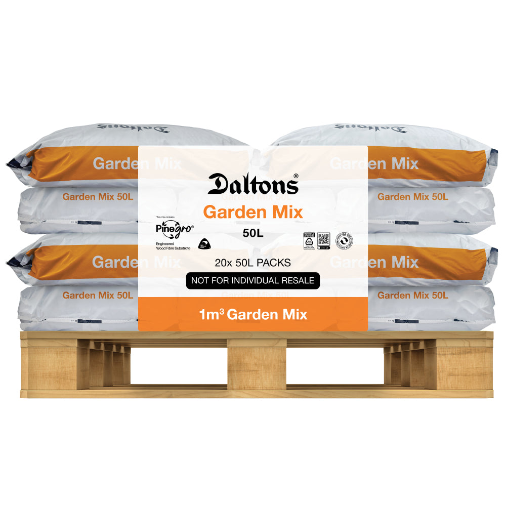 Daltons Garden Mix bulk packs on a pallet
